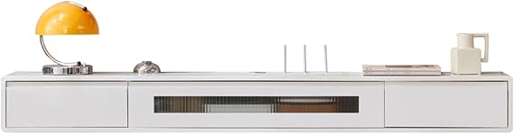 Light Luxury Home TV Stand Multifunctional TV Stand Wall-Mounted Design Saves Space Suitable for a Wide Range of TVs,White-a-180 * 20 * 24cm