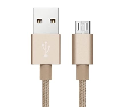 Braided USB Cable Charging Cord/Charger Power Lead Wire Compatible with Launch Tech Creader X431 V+ OBD2 Reader/Gold / (1m / 3.3ft)