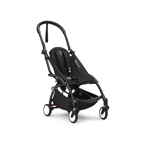 Stokke YOYO3 Frame, Black - Textile Set Not Included -  with 5-Point Harness, Multi-Position Reclining Backrest, Canopy Extensions, Padded Shoulder Strap & Protective Storage Bag