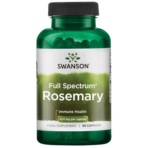 Swanson Full Spectrum Rosemary - Herbal Supplement Promoting Immune Health Support - Natural Formula to Help Defend The Body & Support Overall Wellness - 90 Capsules, 400mg Each