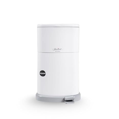 Janibell Akord Slim Adult Diaper Pail 7-Gallon (11.8 x 10.2 x 20.5), Hands-Free Foot Pedal, Double-Sealed Odor Reduction, Continuous Liner System