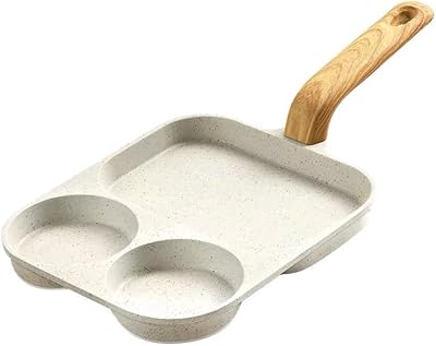 Nonstick Egg Frying Pan, Egg Frying Pan 3 Section, Aluminum Frying Pan With Heat Resistant Handle, Cooking Pan for Breakfast, Egg, Bacon and Burgers, Easy Clean, Only for Gas Stove