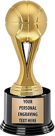 Crown Awards Basketball Trophies with Custom Engraving, 7.25" Personalized Gold Basketball Trophy On Deluxe Round Base