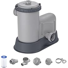 Bestway Flowclear 2,500 GPH 120 Volt Above Ground Swimming Pool Water Filter Pump with Automatic Shut Off Timer and Adapters Set