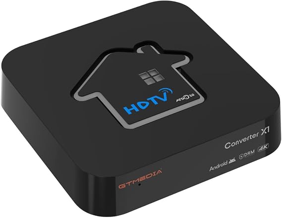 GTMEDIA ATSC Digital Converter Box,4k HDR Media Player Compatible with ATSC3.0/1.0/QAM-B,Dolby AC4,Free DVR/Offline DRM,Built-in Bluetooth 5.0/ 2GB RAM + 32GB ROM
