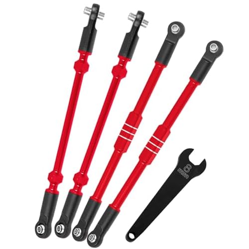 RC Upgrades Part for 110 T-MaxxE-Maxx,Aluminum Push Rod Links,Toe Links Push Rod Steering Links Turnbuckle Rod Compatible Hops Up,Red#3941#5143