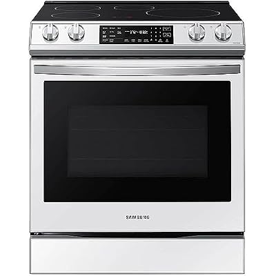 Samsung Bespoke 30 in. 6.3 cu.ft. 5 Burner Element Smart Slide-in Electric Range wSmart Oven Camera in White Glass NSE6DB870012