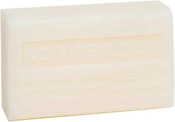 Maison du Savon de Marseille - French Soap made with Organic Shea Butter - Coconut Fragrance - 125 Gram Bar