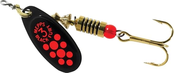 Mepps Mepps Black Fury Plain Treble Fishing Lure 1 Ounce Fluorescent Red Dot