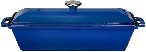 Lava Cast Bread Container/Terrine, 11x29 cm, Blue