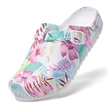 Womens Print Nurse Clogs: Slip-On Garden Clogs - Waterproof Lightweight Durable Slip-Resistant Comfort for Long Work Shifts