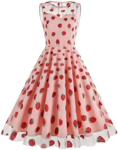 Womens 1950s Floral Embroidery Tulle Dress for Women Heart Print Dress Wedding Guest Formal Evening Party Gown