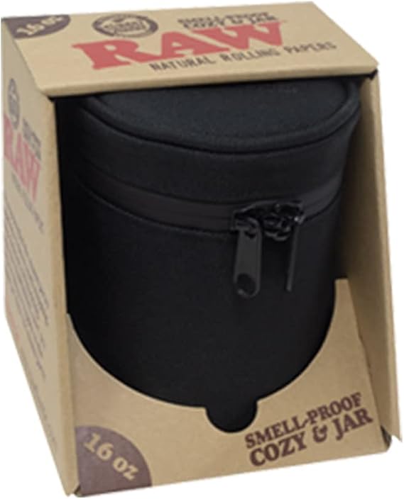 RAW Smell-Proof Jar & Cozy w/Lock (16oz), Black, 16 Ounce