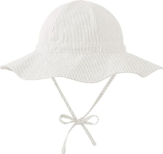 Durio Cotton Sun Hat Baby Hat Children Adjustable Foldable UV Protection UPF 50+ with Adjustable Ties and Wide Brim