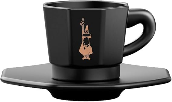 Bialetti Espresso Cups and Saucers, Set of 4, Black