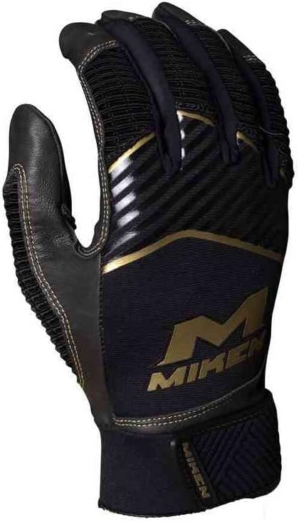 Miken | Gold Slowpitch Softball Batting Gloves | Adult XX-Large | Black/Gold