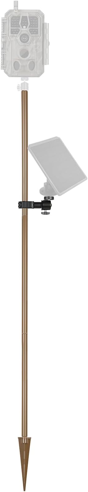 Wildlife Camera Mount with Ground Stake Camera Pole Stand Connection Mount Splice Holder Aluminium Bracket for Wild Action Security Cameras (Brown, 149 cm)