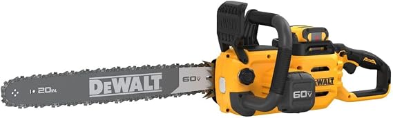 DeWalt 60V MAX Brushless Cordless 20 Inch 5.0Ah Chainsaw Kit with Battery, Charger, Bar Sheath, Carrying Case, Sharpening File and Tensioning Tool