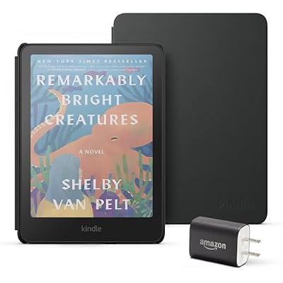 Amazon Kindle Colorsoft Essentials Bundle including Kindle Colorsoft (16 GB) With color display - Black, Plant-Based Leather Cover-Black and Power Adapter