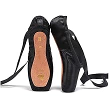 Nexete Professional Vanassa Ballet Pointe Shoes Satin Dance Slipper Flats with Toe Pad & Ribbon,Leather Sole,Resilient Shank Able to Reach Full Pointe for Girl Women