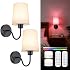 Battery Operated Wall Sconce Set of 2, Rechargeable Wall Sconces with 10000mAh Dimming Magnetic Bulb, Wireless Battery Powered Wall Lights with Pleated for Bedroom Living Room Gallery Hallway,Black