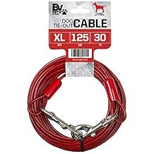 BV Dog Tie Out Cable 25 Feet - Heavy Duty Dog Lead Up to 60 Pounds - Reflective & Rust-Free with Quick Release Swivel Clips & 360 Rotating Clasp - Tangle-Free Dogs Runner for Yard Blue, Single