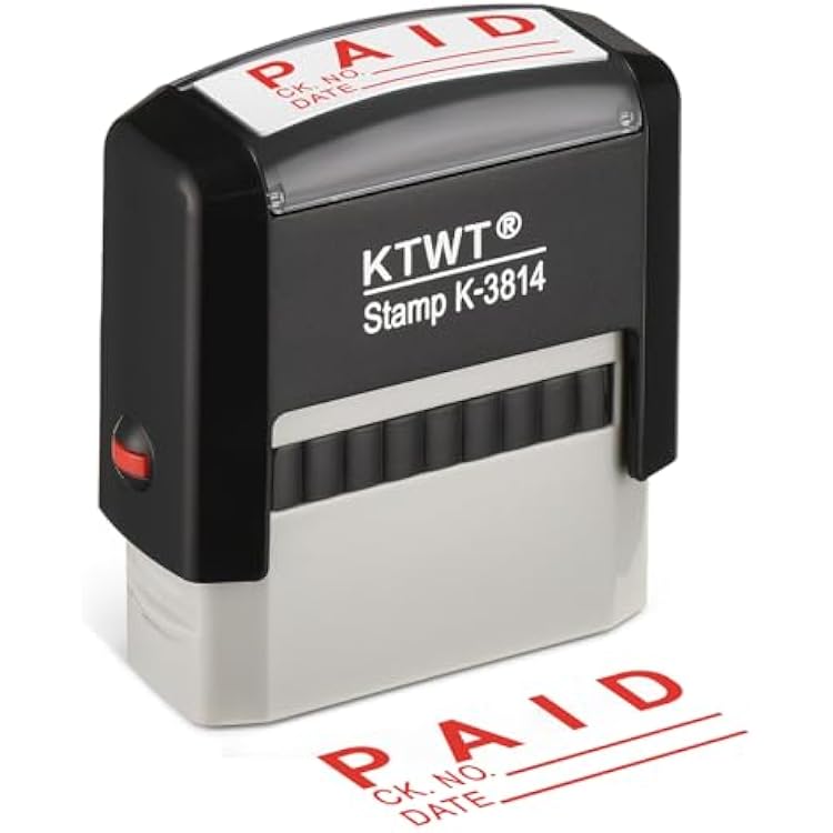 Paid Self Inking Stamp, Paid Stamps for Retail Use, Self Inking Stamp with Red Ink, Rubber Stamps for Business, with Check NO. & Date