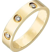 Gold Ring Band 18k Yellow Black Silver Rose Gold Plated over Stainless steel for Men Women full 6 stones free red box sz 4-15