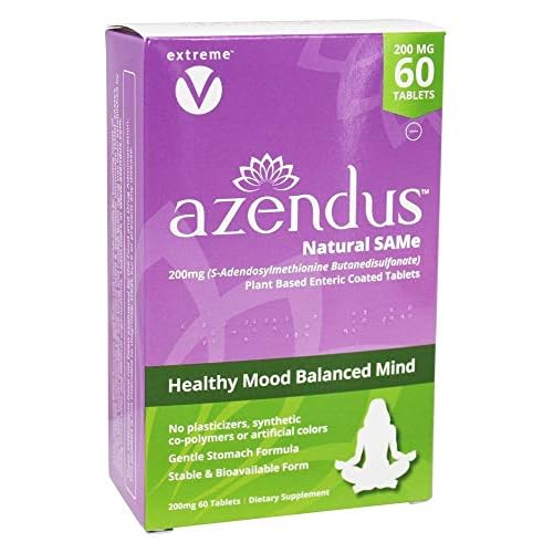 Azendus SAM-e Mood Support 200mg per Tablet, 60 Count, Same Tablets, Physician Trusted, 1 Recommended Active Form- Pure, Natural, Stable, Pharmaceutical Grade SAM-e