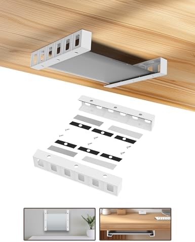 Under Desk Mount Holder or Wall Mount, Fit for Laptop, Keyboard, Routers, Modems, Cable Box, Network Switch and Devices Up to 40mm1.57in Thick White