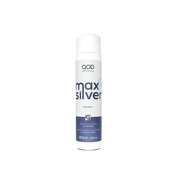 QoD PRO Max Silver Shampoo, For Blonde, Streaked & Gray Hair with Violet Pigments, Wheat Protein, Murumuru Butter, Silicones for Yellow Tone Control & Extended Straight Hair Smoothness, 10 oz (300 ml)