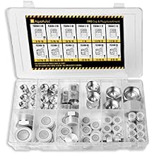 64 Pcs. ORFS Cap & Plug Assortment Kit, Seal Adapter Set for Hydraulic Hose Tube and Pipe, O-Ring Face Seal Fittings, Galvanized Carbon Steel with Precision Threading, Dash Sizes 4 6 8 10 12 16