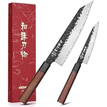 HEZHEN Kitchen Knife Set 2PCS, Composite Steel 8.5" Chef Knife 5.3" Utility Knife, Clad Steel Japanese Style Kiritsuke Paring Peeling Knife, Redwood Octagonal Handle
