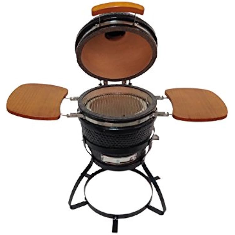 BEACON Ceramic Grill, Black with Side Folding Trays & Metal Stand