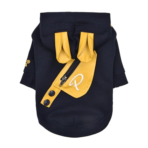 Puppia Warrin Cute Winter Hooded Shirts for Small and Medium Dogs, Navy, Small