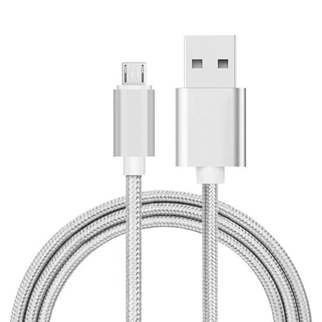 Braided USB Cable Charging Cord/Charger Power Lead Wire Compatible with Kit: Bluetooth BT Keyboard Case KBMAG10BK Folio/White / (3m / 9.9ft)
