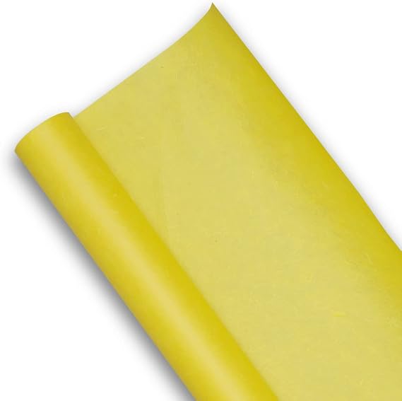 O-Bang Ji, Colered Hanji Paper Roll, Natural Fiber Unyong Texture / 45gsm, 21.3" x 590" / Korean Traditional Mulberry Paper (Yellow)