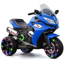 Ride on Motorcycle,TAMCO Children Battery Motor Bikes Rechargeable 3 Wheels Ride on Kids Electric Motorcycle with Light Wheels (Blue)
