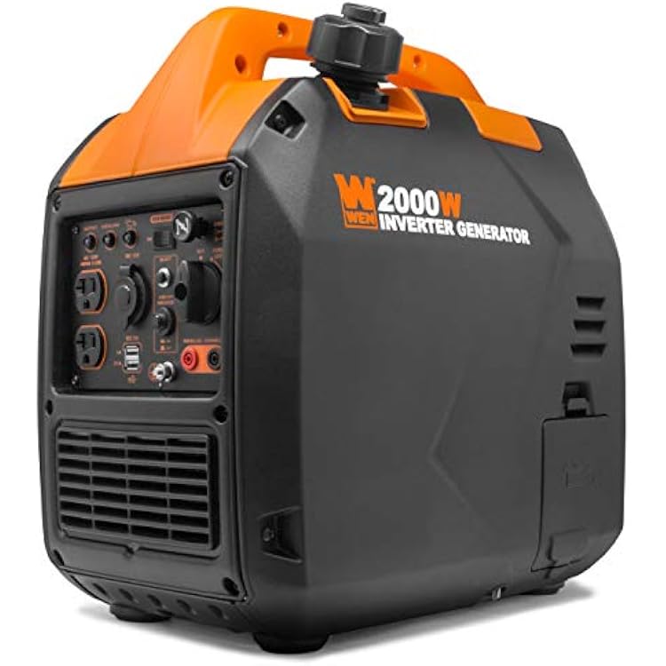 WEN 56203i Super Quiet 2000-Watt Portable Inverter Generator wFuel Shut Off, CARB Compliant, Ultra Lightweight, BlackOrange