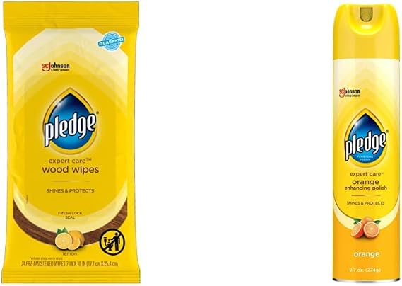 Pledge Expert Care Wood Cleaner and Polish Wipes (24 Count) and Spray (9.7 oz)