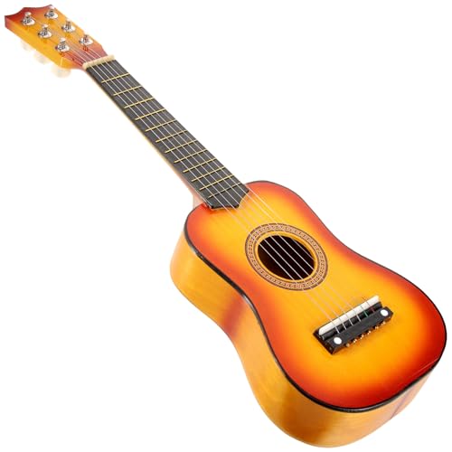 21 Inch Portable Acoustic Guitar for Kids with Adjustable Strings Wooden Small Size Guitar for Children Beginners Music Toy Sun Color