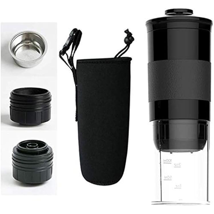 Coffee Machine Portable Coffee Maker, Manual Espresso Coffee Machine Compatible with Ground Coffee Nestle Capsule Minipresso for Home Office Travel Outdoor Camping