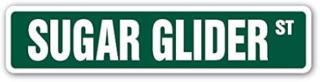 Sugar Glider Street Sign Sticker Decal Gliding Possum Marsupial Animal Lover Gift Sticker 2"x8.2"