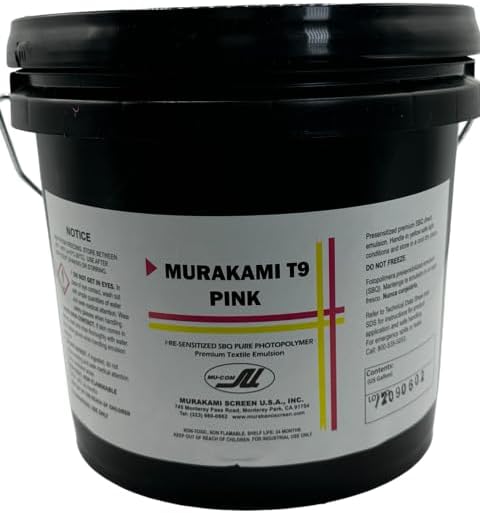 Murakami T9 Pink Emulsion: Versatile Screen Printing Solution for Waterbase, Discharge, High Solid Acrylic, Plastisol Inks - Gallon