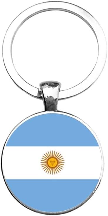 Art Attack Argentinian Flag Keychain, Argentina Argentine Map Country History Love Heart Key Chain Charm Pendant (Silver)
