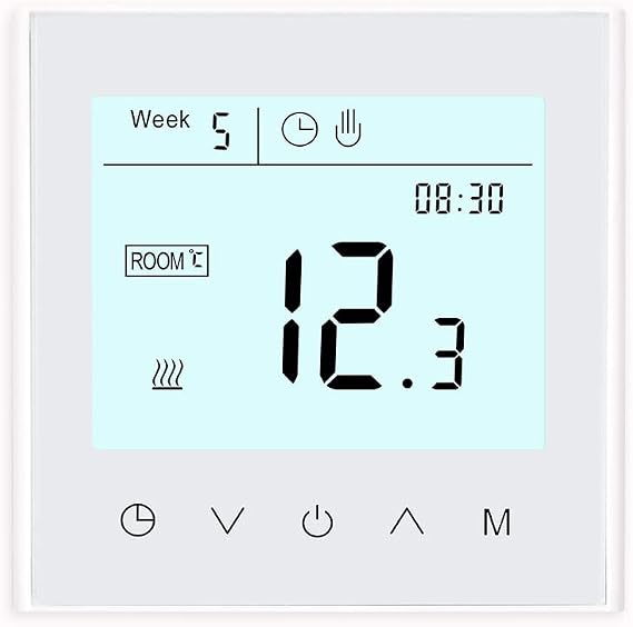 White Smart Thermostat, Electric Underfloor Heating Controller | Tuya WiFi thermostat, supports remote control via APP and voice command