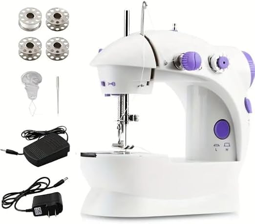 Best Sewing Machine 2024, 42-Piece Beginners Kit, Multifunctional Portable 6V Beginner Sewing Machine w/ 4 Stitch Patterns, Light, Foot Pedal