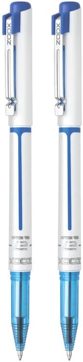 FLAIR Zoox E7 0.7mm Roller Gel Pen | Minimalistic Design | Waterproof Ink For Smudge Free & Smooth Writing | Fitted With Jumbo Refill | Blue Ink, Pack Of 2