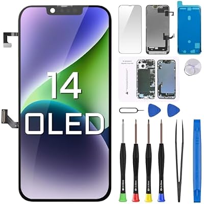 [OLED] Screen Replacement for iPhone 14 6.1 Display Digitizer Earpiece Proximity Sensor Ambient Light Sensor OLED 3D Touch Full Assembly Repair Fix Tools Kit A2882 A2649 A2881 A2884 A2883
