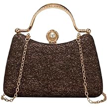 SweatyRocks Women's Glitter Evening Bag Shiny Chain Strap Clutch Purses Formal Bridal Wedding Cocktail Party Handbags